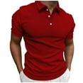 thumbnail image 1 of YLSDY Mens Golf Shirts Short Sleeve Quick Dry Performance Moisture Wicking Athletic Buttons Collared Tennis T-Shirt Red M, 1 of 6