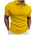 thumbnail image 1 of YLSDY Mens Golf Shirts Short Sleeve Quick Dry Performance Moisture Wicking Athletic Buttons Collared Tennis T-Shirt Yellow XXL, 1 of 6