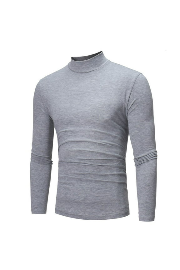 Mens Half Turtleneck Long Sleeve Pullover Mock Neck Fall Basic Designed Undershirt Stretch Slim Fit Sweaters Gray L