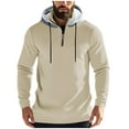 thumbnail image 1 of YLSDY Mens Half Zip Hoodie for Casual Fleece Lightweight Regular Long Sleeve Sherpa Lined Winter Warm Pullover Sweatshirts Beige S, 1 of 8
