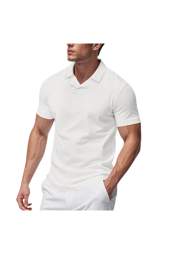 Mens Henley Shirts Short Sleeve Muscle Fit Corchet Knit Performance Moisture Wicking Tops Dressy Casual Golf Office tees White XXL