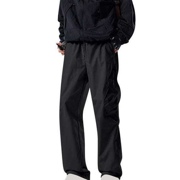 YLSDY Mens Hiking Pants Cargo Outdoor Water Resistant Quick-Dry Pants Lightweight Drawstring Tactical Fishing Stretch Trousers Black S
