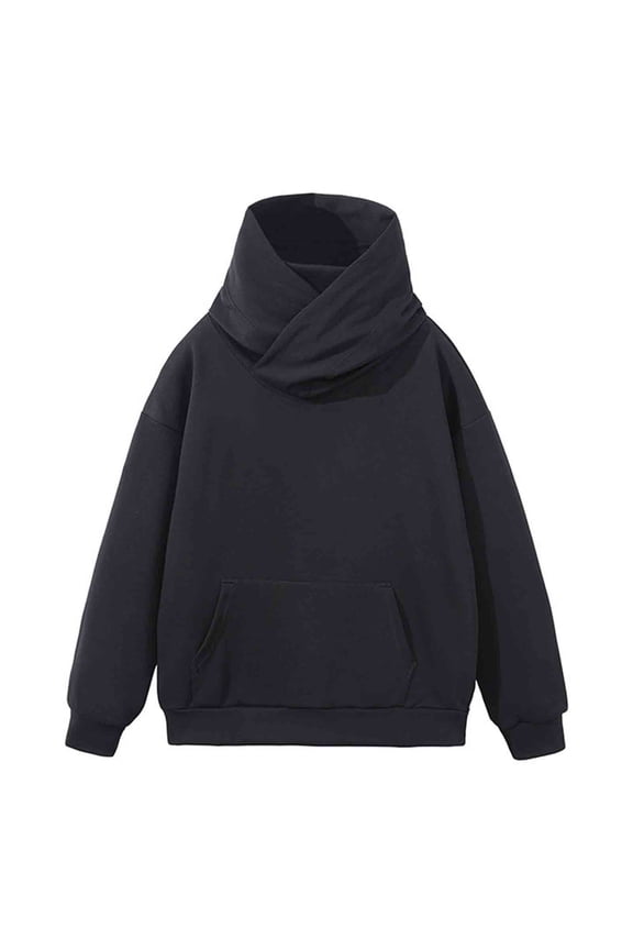 Mens Hoodies Pullover Heavyweight Hoodie Sweatshirts Zip Up Pullover Long Sleeve Sweatshirt Winter Casual Hoodie Black L