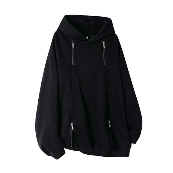 YLSDY Mens Hoodies Pullover Loose Fit Long Sleeve Solid Color Sweatshirt Lightweight Soft Comfy Fall Winter Clothes Black L