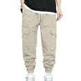 thumbnail image 1 of YLSDY Mens Jogger Pants Cargo Casual Athletic Sport Relaxed Fit Drawstring Sweatpants with Pocket Fashion Trendy Pants Khaki XL, 1 of 4