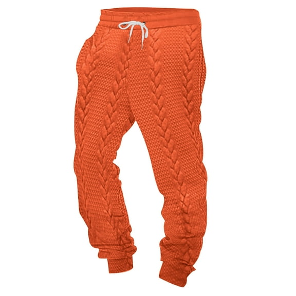 YLSDY Mens Jogging Pants Baggy Casual Solid Color Sweatpants Stretch Elastic Waist Drawstring Sport Pants with Pockets Orange 3XL