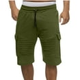 thumbnail image 1 of YLSDY Mens Knee Length Cargo Shorts Summer Casual Cotton Tactical Pants Elastic Waistband Workout Outdoor Hiking Muscle Shorts Green XXL, 1 of 5