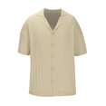 thumbnail image 1 of YLSDY Mens Knit Button Down Shirts Crochet Button Collared Shirts Vintage Short Sleeve Textured Shirts Summer Beach Tops Khaki S, 1 of 4