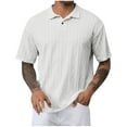 thumbnail image 1 of YLSDY Mens Knit Button Collared Shirts Short Sleeve Summer Textured T Shirts Casual Jacquard Golf Collared Fashion Tops White L, 1 of 6