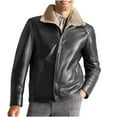 thumbnail image 1 of YLSDY Mens Leather Jacket Stylish Lambskin Bomber Jacket Men Removable Sherpa Collar– Solid Premium Leather Jacket Black XXXL, 1 of 9