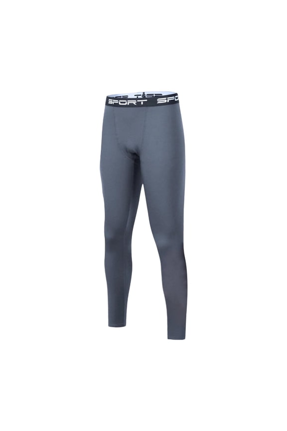 Mens Leggings Quick Dry Youth Compression Pants Sports Tights Basketball Base Layer Husky/Slim/Regular Gray L