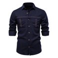 thumbnail image 1 of YLSDY Mens Linen Shirt Long Sleeve Button Down Shirts Cargo Collared Work Shirts Summer Casual Beach Shirts with Pocket Navy XXL, 1 of 8