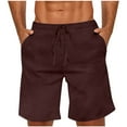 thumbnail image 1 of YLSDY Mens Linen Shorts 9" Elastic Waist Drawstring Casual Shorts Lightweight 2025 Summer Beach Shorts with Pockets Wine XXL, 1 of 8