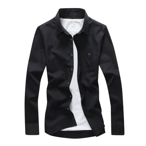 YLSDY Mens Long Sleeve Button Down Shirts Casual Summer Tops 2025 Stylish Business Dress Shirt Casual Work Tees Fall Clothes Black M