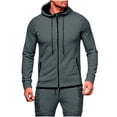 thumbnail image 1 of YLSDY Mens Long Sleeve Jackets Frawstring Hooded Outfits Sweatshirt for Mens Plain Fall Winter Outfits 2025 Fashion Coat with Zip Pockets Dark Gray XXL, 1 of 7
