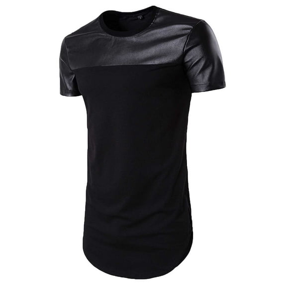 YLSDY Mens Longtail Shirts Workout Elegant Color Block Basic Tees Raglan Short Sleeve Blouse Crew Neck Summer Tops Longline Drop Tail T-Shirts Men Trendy 2024 Fashion Homewear Black XXL
