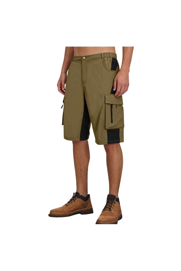 Mens Mountain Bike Shorts 4D Padded Bike Shorts Baggy Cycling Biking Bicycle Biker Shorts Loose-fit with 6 Pockets Khaki L
