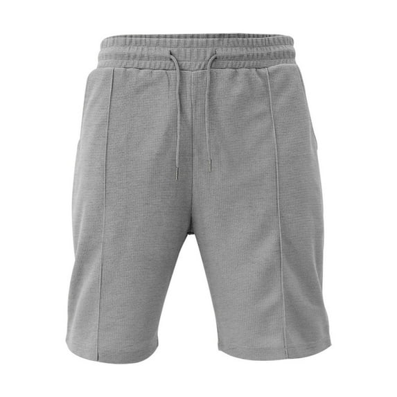 YLSDY Mens Outdoor Fashion Shorts Waffle Casual Summer Wide Leg Bermuda Shorts Elastic Waist Sweat Short Pants with Pockets Gray XXL