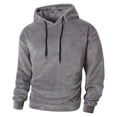 thumbnail image 1 of YLSDY Mens Outdoor Velvet Hoodies Pullover Comfy Fleece Sweatshirt Outwear Casual Double Sided Fleece Hooded Jacket Tops Gray XXL, 1 of 7