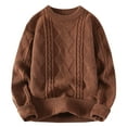 thumbnail image 1 of YLSDY Mens Oversized Pullover Sweater Crewneck Knitted Cozy Winter Fashion Warm Classic Solid Long Sleeve Loose Jumper Tops Brown XXXXL, 1 of 2