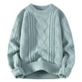 thumbnail image 1 of YLSDY Mens Oversized Pullover Sweater Crewneck Knitted Cozy Winter Fashion Warm Classic Solid Long Sleeve Loose Jumper Tops Light Blue L, 1 of 2