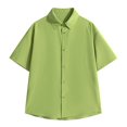 thumbnail image 1 of YLSDY Mens Plus Size Short Sleeve Dress Shirts Cotton Button Down Collared Shirts for Summer Trendy 2025 Green M, 1 of 3