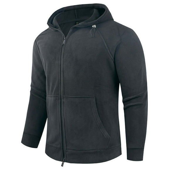 YLSDY Mens Polar Fleece Hooded Jackets Fall Winter Long Sleeve Zip Up Coats Fashion Casual Outwear with Pockets Dark Gray XXL