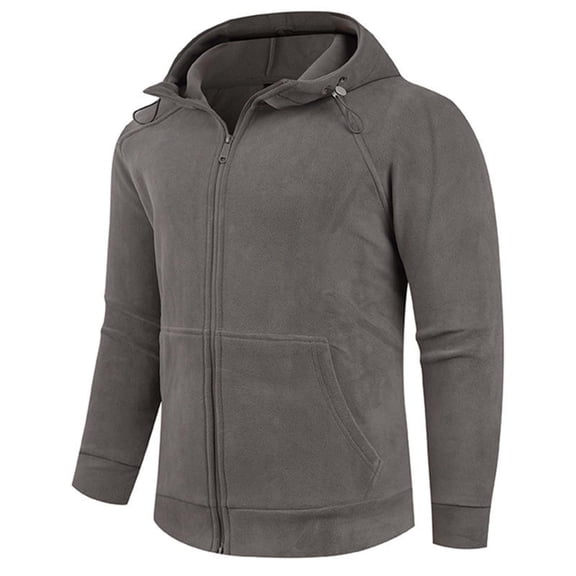 YLSDY Mens Polar Fleece Hooded Jackets Fall Winter Long Sleeve Zip Up Coats Fashion Casual Outwear with Pockets Gray XL