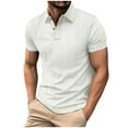 thumbnail image 1 of YLSDY Mens Button Collared Shirts Short Sleeve Casual Color Block Golf T Shirt Stylish Contrast Colors Button Lapel Collar Cotton Tops White M, 1 of 6