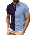 thumbnail image 1 of YLSDY Mens Button Collared Shirts Short Sleeve Sport Golf Tennis T Shirt Color Block Quick Dry Athletic Workout Button Collared Shirt Gradient Blouse Dark Blue XL, 1 of 4