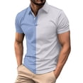thumbnail image 1 of YLSDY Mens Button Collared Shirts Short Sleeve Sport Golf Tennis T Shirt Color Block Quick Dry Athletic Workout Button Collared Shirt Gradient Blouse Sky Blue XXXL, 1 of 4