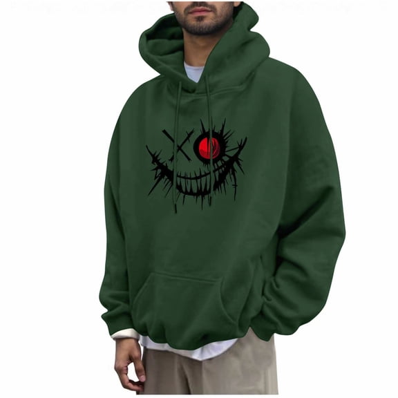 YLSDY Mens Pumpkin Hoodies Funny Sweatshirts Mens Hoodies Fall Long Sleeve Drawstring Pullover Tops With Pockets Army Green XL