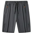 thumbnail image 1 of YLSDY Mens Quick Dry Big and Tall Stretchy Sports Shorts Knee Length Elastic Waist Drawstring Shorts with Zipper Pockets Gray L, 1 of 8