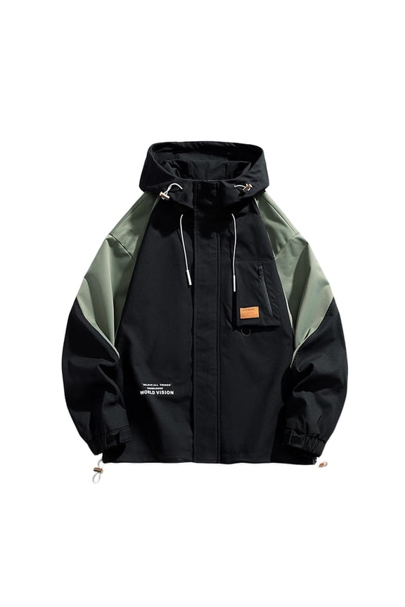 Mens Rain Jackets Windproof Waterproof Lightweight Coats for Outdoor Hiking Fishing Golf Hooded Coat Black L