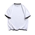 thumbnail image 1 of YLSDY Mens Round Neck Loose Ripped T Shirt Korean Style Large Size Fashionable Casual Sports Short Sleeves Oversized Shirts White XL, 1 of 3