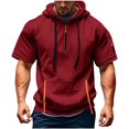 thumbnail image 1 of YLSDY Mens Shirts Hoodies for Men Short Sleeve Quarter Zip Hoodie Lightweight Oversized Hooded Tshirts with Pocket Wine M, 1 of 5