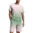 thumbnail image 1 of YLSDY Mens Short Sets 2 Piece Beach Outfits Short Sleeve Graphic Tee Shirt Hawaiian Printed Drawstring Shorts Cotton Set Green XXXL, 1 of 5