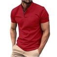 thumbnail image 1 of YLSDY Mens Short Sleeve Casual Summer T-Shirts Collared Button Up Classic Fit Athletic Tops Slim Fit Golf Shirts Red XXXL, 1 of 6