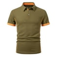 thumbnail image 1 of YLSDY Mens Short Sleeve Causal Button Collared Shirts Two-Button Closure Pique Summer Fashion Daily Casual Sports Golf Collared Shirt Army Green L, 1 of 7