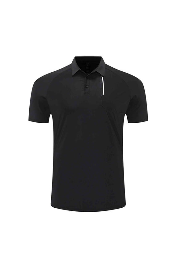 Mens Short Sleeve Golf Shirts Summer Casual Lapel Collar Athletic Tops Shirt Color Block Button Henley T-Shirts Black XXXL