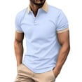 thumbnail image 1 of YLSDY Mens Sports Shirts Casual Short Sleeve Athletic T-Shirts Slim Fit Classic Buttons Contrast Collar Shirt Light Blue M, 1 of 3