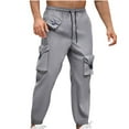thumbnail image 1 of YLSDY Mens Stretch Cargo Pants Athletic Elastic Waist Drawstring Casual Work Tactical Pants Gothic Outdoor Trousers with Multi-Pockets Gray S, 1 of 9