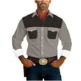 thumbnail image 1 of YLSDY Mens Stylish Shirts Long Sleeve Button Up Work Pearl Snap Shirts Stretch Gothic Collared Cowboy Vintage 80s Outfits Gray XXXXXL, 1 of 6