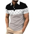 thumbnail image 1 of YLSDY Mens Summer Business T-Shirt Color Matching Tops Short Sleeve Lapel Shirt Casual Button-up Tees for Men Black L, 1 of 7