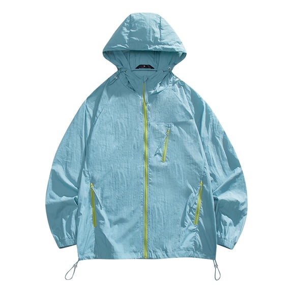YLSDY Mens Sun Protection Jacket Quick Dry Lightweight Thin Outdoor Athletic Hiking Cycling Waterproof Jackets Light Blue M