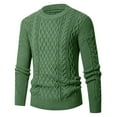 thumbnail image 1 of YLSDY Mens Sweater Plus Size Cable Knit Pullover Jumpers Classic Long Sleeve Crew Neck Twist Textured Casual Sweaters Green XXXL, 1 of 5