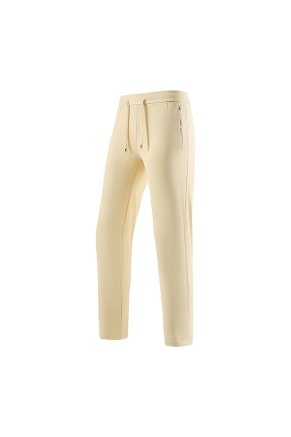 Mens Sweatpants with Zipper Pockets Elastic Waist Drawstring Pants Lightweight Athletic Pants Running Workout Jogger Beige L