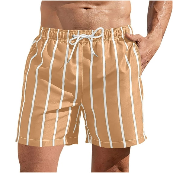 YLSDY Mens Swim Trunks Short Bathing Suit with Mesh Lining Swimming Shorts Drawstring Waistband Beach Casual Pocket Trouser Shorts Pants Khaki XXXL