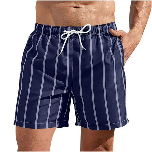 YLSDY Mens Swim Trunks Short Bathing Suit with Mesh Lining Swimming Shorts Drawstring Waistband Beach Casual Pocket Trouser Shorts Pants Navy S