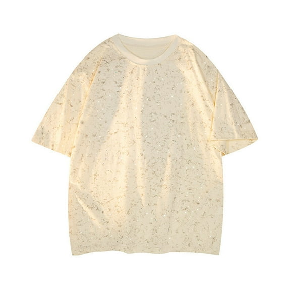 YLSDY Mens T-Shirts Acid Washed Short Sleeve Shirts Unisex Comfort Colors Tshirt Stylish Classic Tees Streetwear Basic Tops Beige XL